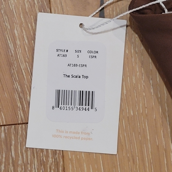 Andie Swim Espresso Brown Bandeau Padded Scala bikini top size S NWT - Picture 8 of 9